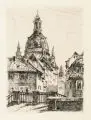 Hans Kirst, Neun kleinformatige Ansichten von Dresden und Umgebung sowie eine Ansicht von Leipzig. Wohl 1950er Jahre, Radierungen auf Bütten