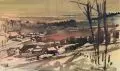 Richard Pusch, Erzgebirgslandschaft, 1950, Aquarell auf Bütten