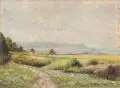 Hans Niemeyer, Sommerlandschaft mit Gebirgszug. Anfang 20. Jh, Öl auf Malpappe