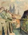 Gerhard Reinkober, Meißen - Blick auf Rote Stufen und Dom. 1950er Jahre, Öl auf Malpappe