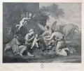 Raffaello Sanzio Morghen, Ruhe der Heiligen Familie auf der Flucht nach Ägypten, Um 1800, Kupferstich auf kräftigem Papier