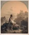 Eberhard Emminger, Abendruhe . Wohl Mitte 19. Jh, Farblithografie nach einem Gemälde von Joseph Mozet