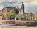 Stadtansicht mit Gewitterwolken by Karl Kröner, 1941, Aquarell über Kohle, offered Sep 2017