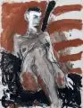 Gudrun Trendafilov, Akt I, 1986, Deckfarben und Kohle auf feinem, gräulichen Bütten