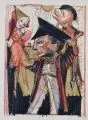 Claus Weidensdorfer, Puppenspieler, 1987, Farblithografie (Kreide) in fünf Farben