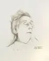 Paul Wilhelm, Bildnis der Schriftstellerin Jeanne Berta Semmig auf dem Totenbett, 1958, Umdrucklithografie auf Velin