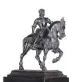 Andrea del Verrocchio, (verkleinerte Kopie nach), Reiterstandbild des Bartolomeo Colleoni. Spätes 19./Anfang 20. Jh, Bronze, gegossen, schwarzbraun patiniert