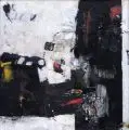 Dietrich Gnüchtel, Ohne Titel, 1999, Öl, Acryl, Papier, Sand und Kunstharz auf Baumwolle
