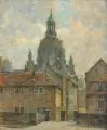 Ludwig Muhrmann, Dresden - Malerwinkel mit Blick auf die Frauenkirche. Ohne Jahr, Öl auf Leinwand