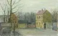 Heinz Müller, Vorstadtstraße im Vorfrühling, 1978, Öl auf Leinwand, vollflächig auf textilbespannten Keilrahmen montiert