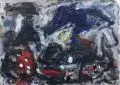 Wolfgang Petrovsky, Ich trage eine Fahne, 1990, Öl und Collage auf Karton