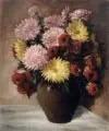 Wilhelm Schnitzler, Stilleben mit Chrysanthemen. 20. Jh, Öl auf Hartfaser