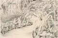 Elisabeth Ahnert, Im botanischen Garten, 1931, Federzeichnung in Tusche auf feinem "MBM"-Bütten