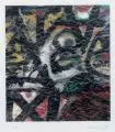 Dietrich Gnüchtel, Schwarze Zeichen vor Weiß, Gelb, Rot, 1997, Farboffsetdruck