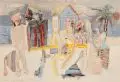 Wolfgang Henne, Auf die Straße geträumt, 1987, Farbige Mischtechnik (Kohle, Kreiden, Faserstift und Wasserfarben) auf Karton