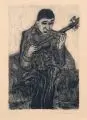Veit Hofmann, Mann mit Ukulele, 1981, Aquatintaradierung auf Velin