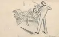 Eric Johansson, Paar und Geiger, 1919/1920, Kohlestiftzeichnung über Bleistift auf Papier