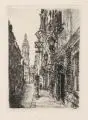 Hans Kirst, Elf Sächsische Ansichten (u.a. Gohliser Schlösschen/Thomaskirche Leipzig, Riesa, Zwickauer Markt, Wurzen, Siebeneichen), Um 1955, Radierungen auf festem Papier