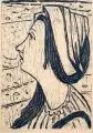 Ulrich Knispel, Pauline, 1949, Holzschnitt auf beigefarbenem, dünnen Papier
