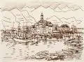 Otto Lange, Otto Paul Lange, Südlicher Hafen (am Gardasee?). Wohl um 1922