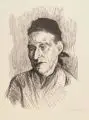 Max Liebermann, Bäuerin, 1911, Holzschnitt auf wolkigem Papier