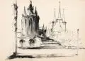 Erfurt, Blick zum Dom by Georg Nerlich, 1959, Feder- und Pinselzeichnung in Tusche, laviert, offered Jun 2017