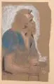 Osmar Schindler, Studie eines sitzenden Mannes, Wohl 1900/1901, Farbige Kreidezeichnung auf kräftigem, bräunlichen Papier