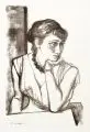 Paul Wilhelm, Mädchen mit stützendem Arm (wohl Käthe Hensel), Um 1954, Kreidelithografie auf Velin