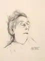 Paul Wilhelm, Bildnis der Schriftstellerin Jeanne Berta Semmig auf dem Totenbett, 1958, Umdrucklithografie auf Velin
