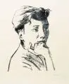 Paul Wilhelm, Bildnis Isolde Schmidt, Wohl 1960, Lithografie auf genarbtem Velin