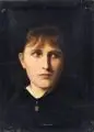 Leon Pohle, (zugeschr.), Bildnis einer jungen Frau. Spätes 19./ Frühes 20. Jh, Öl auf Leinwand, vollflächig auf Malpappe maroufliert