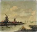 Jurrien Marinus Beek, Holländische Landschaft mit Windmühlen. Frühes 20. Jh, Öl auf Leinwand