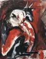 Angela Hampel, Mensch und Bock, Um 1990, Acryl und Tempera auf festem Papier