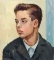 J. Herbst, Jungenkopf, 1960, Öl auf Hartfaser
