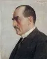 Guido Paul Richter, Selbstporträt (?) nach links, 1914, Öl auf Sperrholz