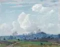 Kurt Thoenes, Ferne Gewitterwolken, Öl auf Malpappe