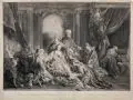 Jaques Firmin Beauvarlet, Toilette d'Esther, 1775, Kupferstich auf Kupferdruckpapier nach einem Gemälde von Jean Francois de Troy