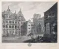 Christian Haldenwang, Erste Ansicht des Heidelberger Schlosses vom Innern des Hofes aus, 1812, Radierung auf Bütten nach einer Zeichnung von Charles de Graimberg