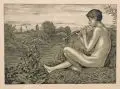 Hans Thoma, Der Geiger, Lithografien und Farblithografie auf festem Papier