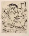 Lovis Corinth, Die Frau des Künstlers im Bett, 1923, Kaltnadelradierung mit Tonplatte auf Bütten