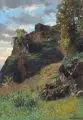 W. Franzen, Felsige Landschaft mit Sommerwiese. Anfang 20. Jh, Gouache und farbige Pastellkreidezeichnung auf Papier, vollständig auf Malpappe aufgezogen