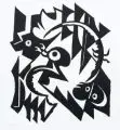 Paul Fuhrmann, Komposition, 1922/1923, Linolschnitt auf wolkigem Papier