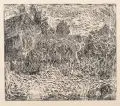 Werner Haselhuhn, Landschaft mit kleiner Scheune. 1970er Jahre