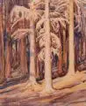 Karl Hennemann, Waldlandschaft, 1950, Aquarell auf Torchon