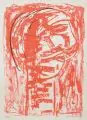 Veit Hofmann, Roter Kopf nach rechts / Kopf en face, 1982, Farblithografien auf Bütten bzw