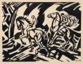 Ludwig von Hofmann, Reiter, Um 1917/1920, Holzschnitt auf Maschinenbütten