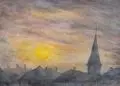 Ernst Lewinger, Sonnenuntergang über den Dächern