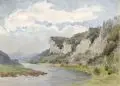 Felix Nikolaus Graf Luckner, Elbe bei Rathen, Aquarelle auf Karton