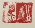 Alva Noto, Ohne Titel, 1992, Farblithografie in Rot auf Bütten