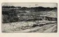 Wilhelm Oesterle, Männlicher Akt / Zwei Darstellungen eines lesenden Mannes / Landschaft. 1920er Jahre, Radierungen